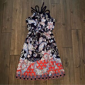 Gilli Multicolor Floral Paisley Jersey Dress S